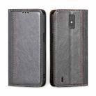 For ZTE Blade A32 Grid Texture Magnetic Flip Leather Phone Case(Grey) - 1