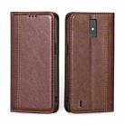 For ZTE Blade A32 Grid Texture Magnetic Flip Leather Phone Case(Brown) - 1