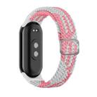 For Xiaomi Mi Band 8 Adjustable Nylon Braided Elasticity Watch Band(Pink White) - 1