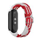 For Xiaomi Mi Band 8 Adjustable Nylon Braided Elasticity Watch Band(Red White) - 1