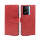 For vivo iQOO Z7x Calf Texture Buckle Flip Leather Phone Case(Red) - 1