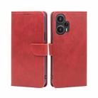 For Xiaomi Redmi Note 12 Turbo Calf Texture Buckle Flip Leather Phone Case(Red) - 1