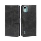 For Nokia C12 Calf Texture Buckle Flip Leather Phone Case(Black) - 1