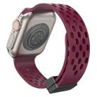 Magnetic Clasp Silicone Watch Band For Apple Watch Series 8&7 41mm / SE 2&6&SE&5&4 40mm / 3&2&1 38mm(Wine Red) - 1