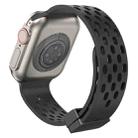 Magnetic Clasp Silicone Watch Band For Apple Watch Ultra 49mm&Watch Ultra 2 49mm / Series 9&8&7 45mm / SE 3&SE 2&6&SE&5&4 44mm / 3&2&1 42mm(Black) - 1