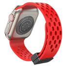 Magnetic Clasp Silicone Watch Band For Apple Watch Ultra 49mm&Watch Ultra 2 49mm / Series 9&8&7 45mm / SE 3&SE 2&6&SE&5&4 44mm / 3&2&1 42mm(Red) - 1