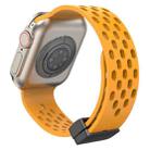 Magnetic Clasp Silicone Watch Band For Apple Watch Ultra 49mm&Watch Ultra 2 49mm / Series 9&8&7 45mm / SE 3&SE 2&6&SE&5&4 44mm / 3&2&1 42mm(Yellow) - 1