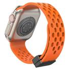 Magnetic Clasp Silicone Watch Band For Apple Watch Ultra 49mm&Watch Ultra 2 49mm / Series 9&8&7 45mm / SE 3&SE 2&6&SE&5&4 44mm / 3&2&1 42mm(Orange) - 1