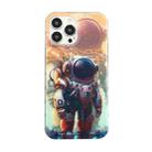 For iPhone 14 Pro Dual-side IMD Astronaut Frosted Phone Case(Gradient Orange) - 1