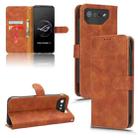 For ASUS ROG Phone 7 Skin Feel Magnetic Flip Leather Phone Case(Brown) - 1