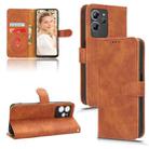 For Oukitel  C32 Skin Feel Magnetic Flip Leather Phone Case(Brown) - 1