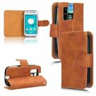 For Sharp MAMORINO6 Skin Feel Magnetic Flip Leather Phone Case(Brown) - 1