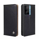 For vivo iQOO Z7x Non-Magnetic Retro Texture Horizontal Flip Leather Phone Case(Black) - 1