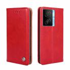 For vivo iQOO Z7x Non-Magnetic Retro Texture Horizontal Flip Leather Phone Case(Red) - 1