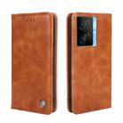 For vivo iQOO Z7x Non-Magnetic Retro Texture Horizontal Flip Leather Phone Case(Brown) - 1