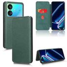 For Realme GT Neo5 SE Carbon Fiber Texture Flip Leather Phone Case(Green) - 1