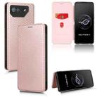 For ASUS ROG Phone 7 Carbon Fiber Texture Flip Leather Phone Case(Pink) - 1