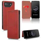 For ASUS ROG Phone 7 Carbon Fiber Texture Flip Leather Phone Case(Brown) - 1