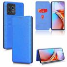 For Motorola Edge 40 Pro Carbon Fiber Texture Flip Leather Phone Case(Blue) - 1