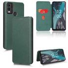 For Nokia C22 Carbon Fiber Texture Flip Leather Phone Case(Green) - 1