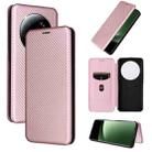 For Xiaomi 13 Ultra Carbon Fiber Texture Flip Leather Phone Case(Pink) - 1