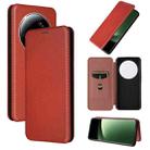 For Xiaomi 13 Ultra Carbon Fiber Texture Flip Leather Phone Case(Brown) - 1