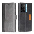 For vivo iQOO Z7x Contrast Color Side Buckle Leather Phone Case(Black + Grey) - 1