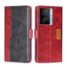 For vivo iQOO Z7x Contrast Color Side Buckle Leather Phone Case(Red + Black) - 1