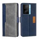 For vivo iQOO Z7x Contrast Color Side Buckle Leather Phone Case(Blue + Grey) - 1