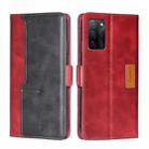 For OPPO A55S 5G Contrast Color Side Buckle Leather Phone Case(Red + Black) - 1