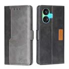 For Realme GT Neo5 SE Contrast Color Side Buckle Leather Phone Case(Black + Grey) - 1