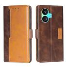 For Realme GT Neo5 SE Contrast Color Side Buckle Leather Phone Case(Dark Brown + Gold) - 1