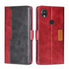 For Kyocera Digno SX3-KYG02 Contrast Color Side Buckle Leather Phone Case(Red + Black) - 1