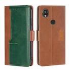 For Kyocera Digno SX3-KYG02 Contrast Color Side Buckle Leather Phone Case(Light Brown + Green) - 1