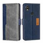 For Kyocera Digno SX3-KYG02 Contrast Color Side Buckle Leather Phone Case(Blue + Grey) - 1
