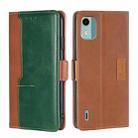 For Nokia C12 Contrast Color Side Buckle Leather Phone Case(Light Brown + Green) - 1