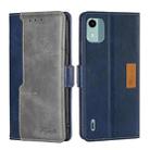 For Nokia C12 Contrast Color Side Buckle Leather Phone Case(Blue + Grey) - 1