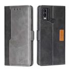 For Nokia C22 Contrast Color Side Buckle Leather Phone Case(Black + Grey) - 1