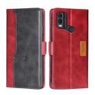 For Nokia C22 Contrast Color Side Buckle Leather Phone Case(Red + Black) - 1