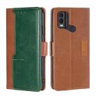 For Nokia C22 Contrast Color Side Buckle Leather Phone Case(Light Brown + Green) - 1