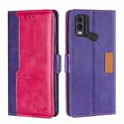 For Nokia C22 Contrast Color Side Buckle Leather Phone Case(Purple + Rose Red) - 1
