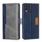 For Nokia C22 Contrast Color Side Buckle Leather Phone Case(Blue + Grey) - 1