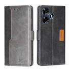 For Infinix Hot 30 4G Contrast Color Side Buckle Leather Phone Case(Black + Grey) - 1