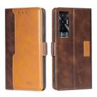 For Tecno Pova 5G Contrast Color Side Buckle Leather Phone Case(Dark Brown + Gold) - 1