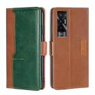 For Tecno Pova 5G Contrast Color Side Buckle Leather Phone Case(Light Brown + Green) - 1