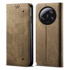 For Xiaomi 13 Ultra Denim Texture Casual Style Flip Leather Phone Case(Khaki) - 1