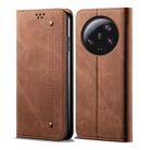 For Xiaomi 13 Ultra Denim Texture Casual Style Flip Leather Phone Case(Brown) - 1