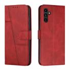 For Samsung Galaxy A24 4G Stitching Calf Texture Buckle Leather Phone Case(Red) - 1