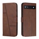 For Google Pixel 7a Stitching Calf Texture Buckle Leather Phone Case(Brown) - 1