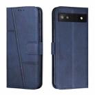 For Google Pixel 7a Stitching Calf Texture Buckle Leather Phone Case(Blue) - 1